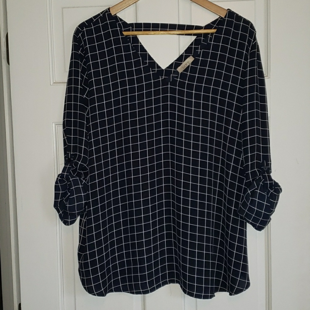 Navy and white blouse